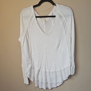 We The Free White Long Sleeve V-Neck Top